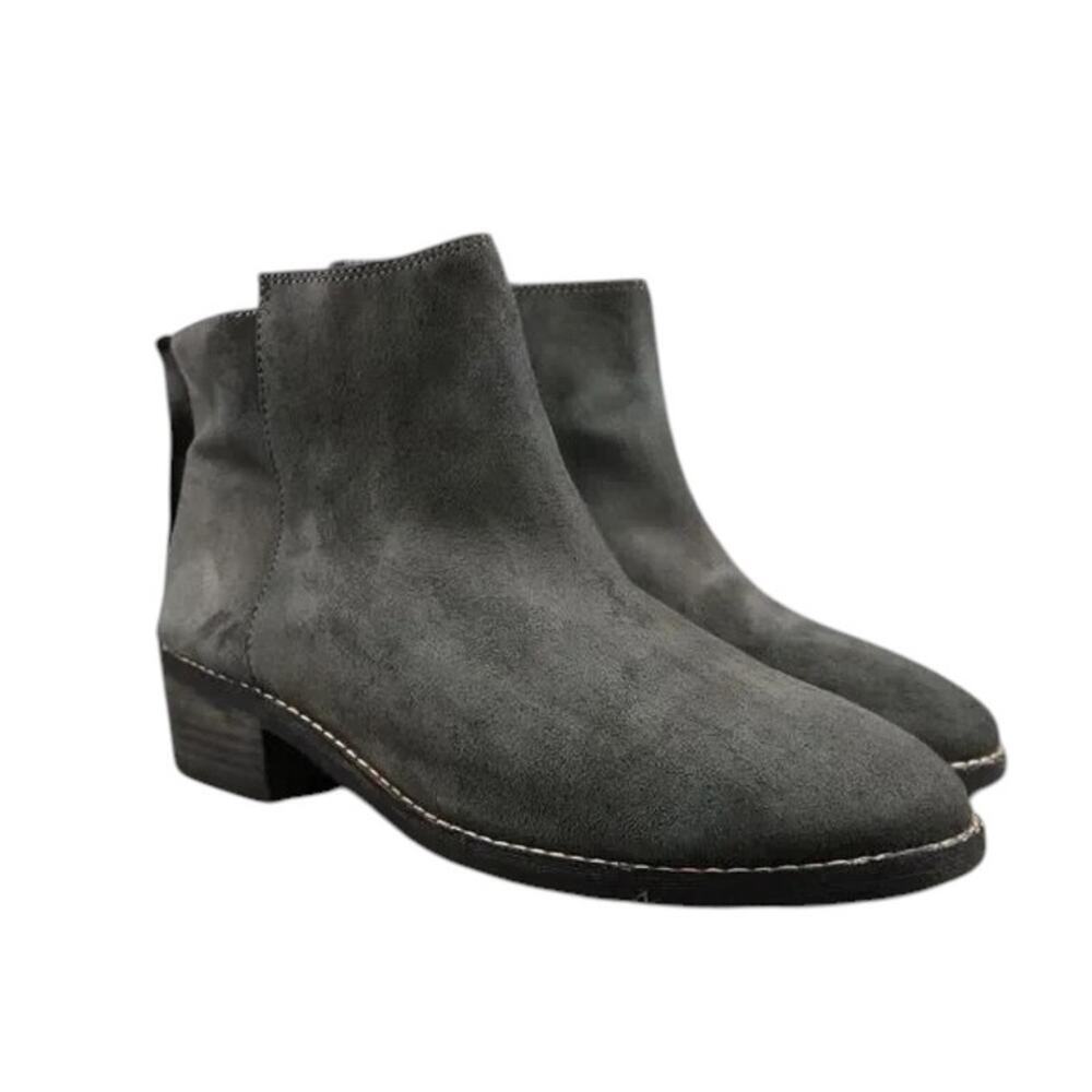 Joe's Shoes Womens 10 Ankle Bootie Fashion Leather Zip Block Heel Lifestyle Gray
